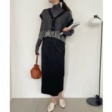 Vネック 裾フリンジ ラメニット ベスト | Ada. | 詳細画像16