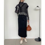 Vネック 裾フリンジ ラメニット ベスト | Ada. | 詳細画像17