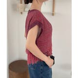 Vネック 裾フリンジ ラメニット ベスト | Ada. | 詳細画像23