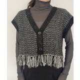 Vネック 裾フリンジ ラメニット ベスト | Ada. | 詳細画像26