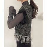 Vネック 裾フリンジ ラメニット ベスト | Ada. | 詳細画像28