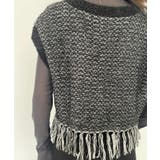 Vネック 裾フリンジ ラメニット ベスト | Ada. | 詳細画像29