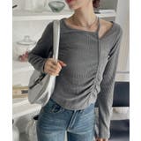 シャーリング アシンメトリー テレコ トップス | Ada. | 詳細画像13