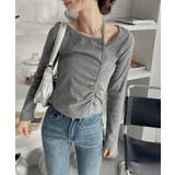 シャーリング アシンメトリー テレコ トップス | Ada. | 詳細画像14