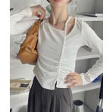 シャーリング アシンメトリー テレコ トップス | Ada. | 詳細画像15