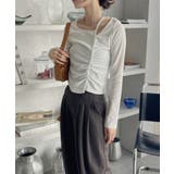 シャーリング アシンメトリー テレコ トップス | Ada. | 詳細画像17