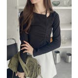 シャーリング アシンメトリー テレコ トップス | Ada. | 詳細画像18