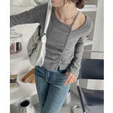 シャーリング アシンメトリー テレコ トップス | Ada. | 詳細画像9