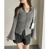 レイヤード風デザイン ホルターネック 配色 リブニット | Ada. | 詳細画像2 