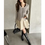 レイヤード風デザイン ホルターネック 配色 リブニット | Ada. | 詳細画像4 