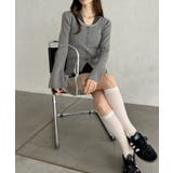 レイヤード風デザイン ホルターネック 配色 リブニット | Ada. | 詳細画像7 