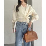 カシュクールデザイン リボン カーディガン ニットトップス | Ada. | 詳細画像20 