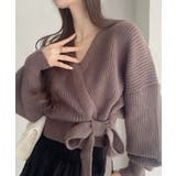 カシュクールデザイン リボン カーディガン ニットトップス | Ada. | 詳細画像3 