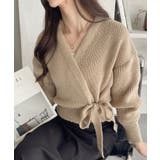 カシュクールデザイン リボン カーディガン ニットトップス | Ada. | 詳細画像4 