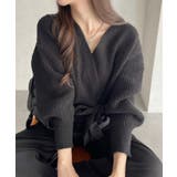 カシュクールデザイン リボン カーディガン ニットトップス | Ada. | 詳細画像8 