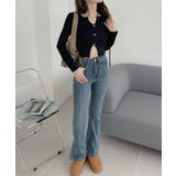 裾スリット Vネック コンパクト 星ボタン カーディガン | Ada. | 詳細画像5 