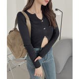 裾スリット Vネック コンパクト 星ボタン カーディガン | Ada. | 詳細画像7 