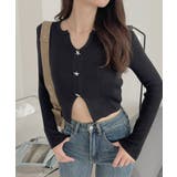 裾スリット Vネック コンパクト 星ボタン カーディガン | Ada. | 詳細画像8 