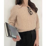 スクエアネック ケーブルデザイン ぽわん袖 ニット | Ada. | 詳細画像12 