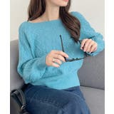 スクエアネック ケーブルデザイン ぽわん袖 ニット | Ada. | 詳細画像13 