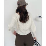 スクエアネック ケーブルデザイン ぽわん袖 ニット | Ada. | 詳細画像18 