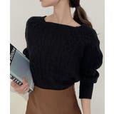 スクエアネック ケーブルデザイン ぽわん袖 ニット | Ada. | 詳細画像2 