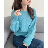 スクエアネック ケーブルデザイン ぽわん袖 ニット | Ada. | 詳細画像24 