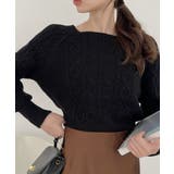 スクエアネック ケーブルデザイン ぽわん袖 ニット | Ada. | 詳細画像7 