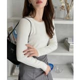 ウエスト サイド シャーリング クルーネック コンパクトニット | Ada. | 詳細画像1 