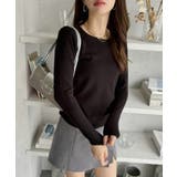 ウエスト サイド シャーリング クルーネック コンパクトニット | Ada. | 詳細画像22 