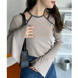 ホルターネック風 ストラップ リブインナー 長袖トップス | Ada. | 詳細画像3 