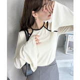 ホルターネック風 ストラップ リブインナー 長袖トップス | Ada. | 詳細画像32 