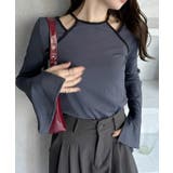 ホルターネック風 ストラップ リブインナー 長袖トップス | Ada. | 詳細画像4 