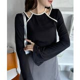 ホルターネック風 ストラップ リブインナー 長袖トップス | Ada. | 詳細画像7 