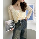 かぎ針編み風 フロント ドロスト リボン ショートニット | Ada. | 詳細画像6 