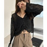 かぎ針編み風 フロント ドロスト リボン ショートニット | Ada. | 詳細画像7 