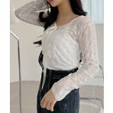 フロント リボン クロップド レース カーディガン | Ada. | 詳細画像6 