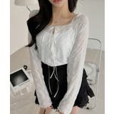 フロント リボン クロップド レース カーディガン | Ada. | 詳細画像7 