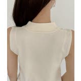 襟付き ノースリーブ ボタンデザイン ニット | Ada. | 詳細画像23 