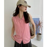 襟付き ノースリーブ ボタンデザイン ニット | Ada. | 詳細画像3 