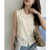 襟付き ノースリーブ ボタンデザイン ニット | Ada. | 詳細画像9 