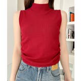 サイドギャザー ハイネック ノースリーブ ニット | Ada. | 詳細画像28 