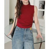 サイドギャザー ハイネック ノースリーブ ニット | Ada. | 詳細画像5 