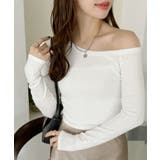 ワンショル デザイン クロップド 長袖 カットソー | Ada. | 詳細画像1