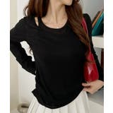 ホルターネック風 ドッキングレイヤード サイドシャーリング シアーカットソー | Ada. | 詳細画像1