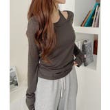 ホルターネック風 ドッキングレイヤード サイドシャーリング シアーカットソー | Ada. | 詳細画像17