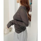 ホルターネック風 ドッキングレイヤード サイドシャーリング シアーカットソー | Ada. | 詳細画像19