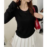 ホルターネック風 ドッキングレイヤード サイドシャーリング シアーカットソー | Ada. | 詳細画像23