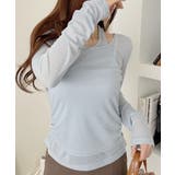 ホルターネック風 ドッキングレイヤード サイドシャーリング シアーカットソー | Ada. | 詳細画像26