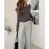 ホルターネック風 ドッキングレイヤード サイドシャーリング シアーカットソー | Ada. | 詳細画像7